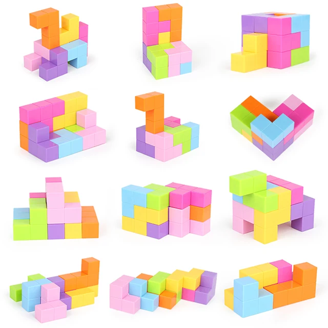 HUIQIBAO TOYS Magnetic Magic Cube Building Blocks Antistress Cubo Educational Learning 3D Puzzle Toys For Children Color Random 4
