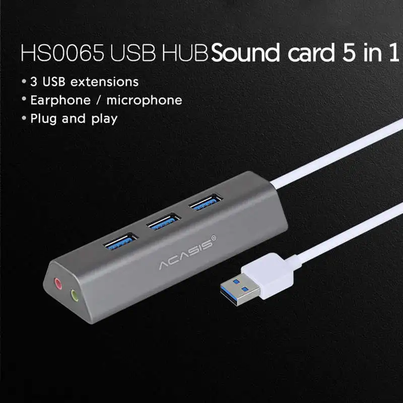 Acasis высокоскоростной Usb дистрибьютор 3 концентратора один трейлер три Usb расширения концентратор Алюминиевый сплав корпус Поддержка гарнитура микрофон