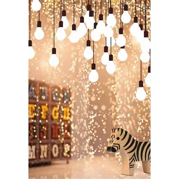 

Hanging Bulbs Children Christmas Backgrounds Vinyl Bokeh Sparkles Alphabets Wooden Horse Baby Kids Party Photography Backdrops