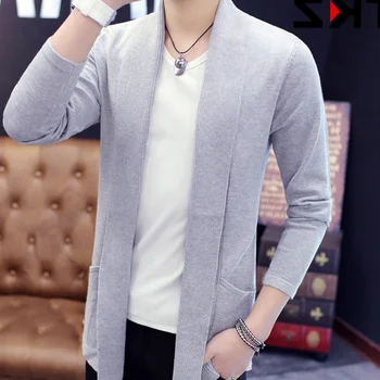 

MCCKLE Fashion Men Casual Slim Fit Cardigan Thin Jacket And Coat No Button Design Male Autumn Korean Knitting Jacket