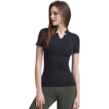 Высококачественная мягкая футболка с v-образным вырезом, женский спортивный топ для фитнеса, Женская Спортивная одежда для йоги, Спортивная кофта для спортзала, женские рубашки для йоги