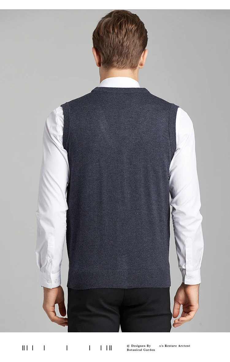 Sleeveless Men Vest Sweater Cardigan Business Casual Male Homme men Classic style FIt Fashion V-Neck Keep Warm Solid MOOWNUC MWC