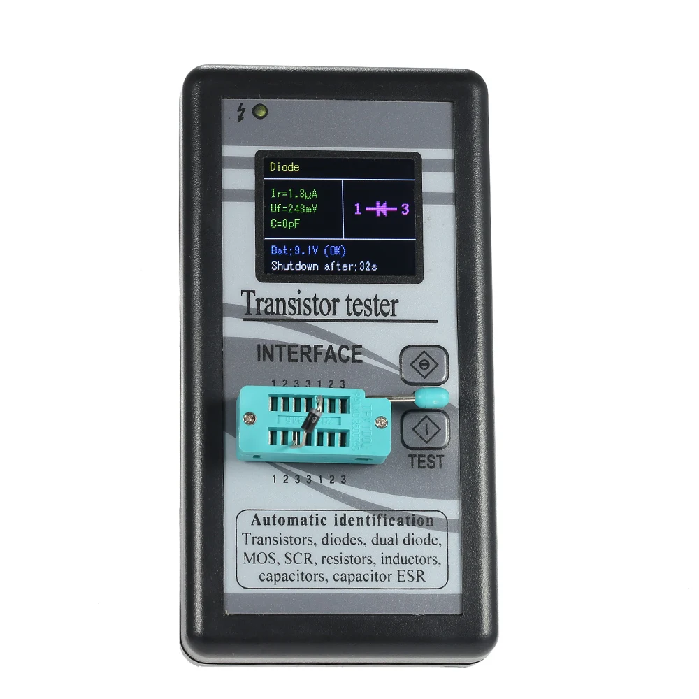 

Multi-functional Transistor Tester 128*160TFT Color Display Diode Thyristor Capacitance Resistor Inductance MOSFET ESR LCR Meter