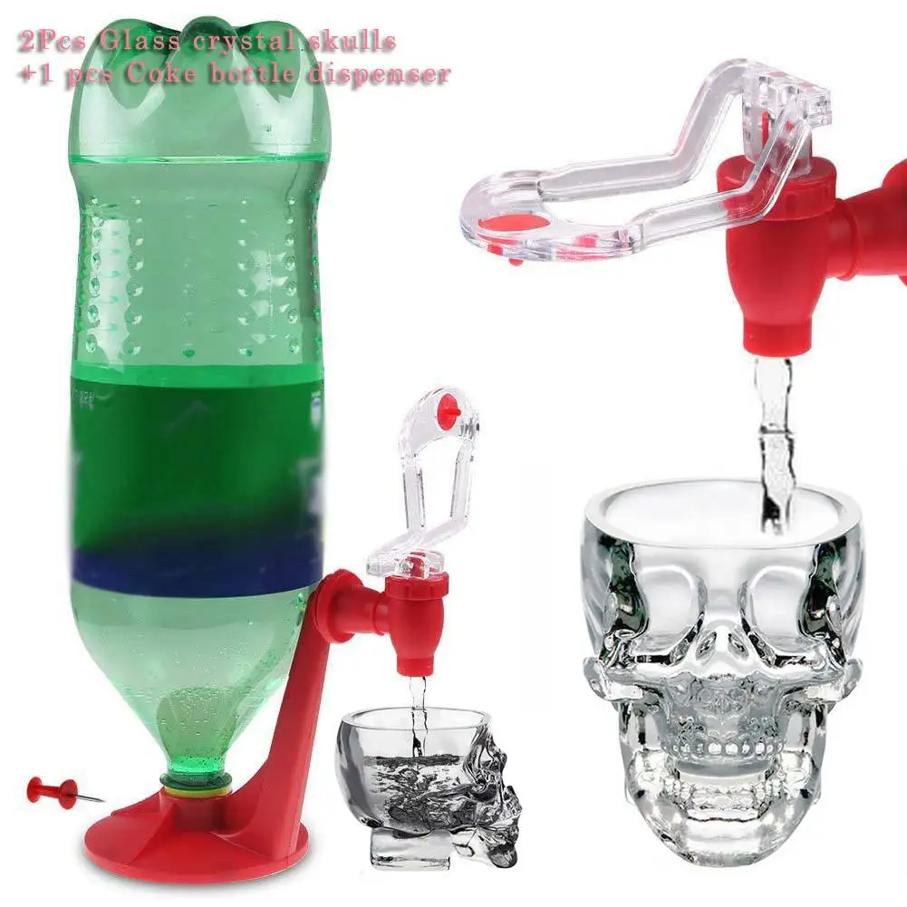 High Quality 2Pcs Glass crystal skulls Cup +1 pcs Coke