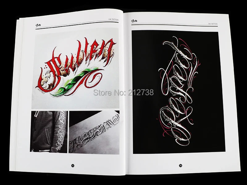 A4 Chicano Calligraphy Font Lettering Tattoo Book Writing Design Pattern Template Design Tattoo Flash Book(78-Pages