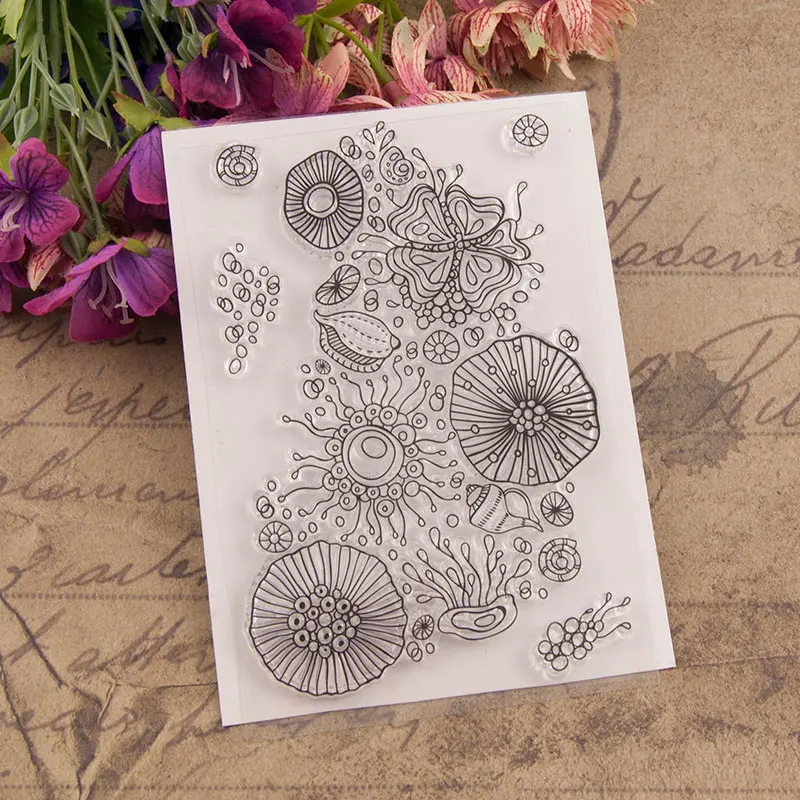 

Aquatic Shell Clear Stamps for Scrapbooking DIY Silicone Seals Photo Album Embossing Folder Paper Maker Template Decor Crafts