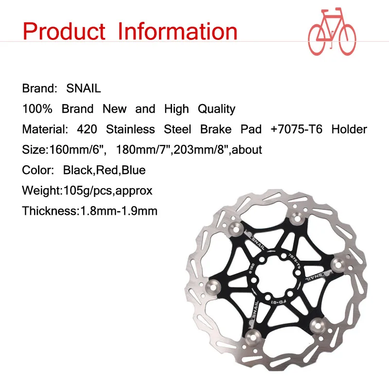Snali горный велосипед тормоза стальной диск MTB Алюминий велосипедный спорт дисковые Тормозные колодки 160 мм 180 203 6 Болты аксессуары для