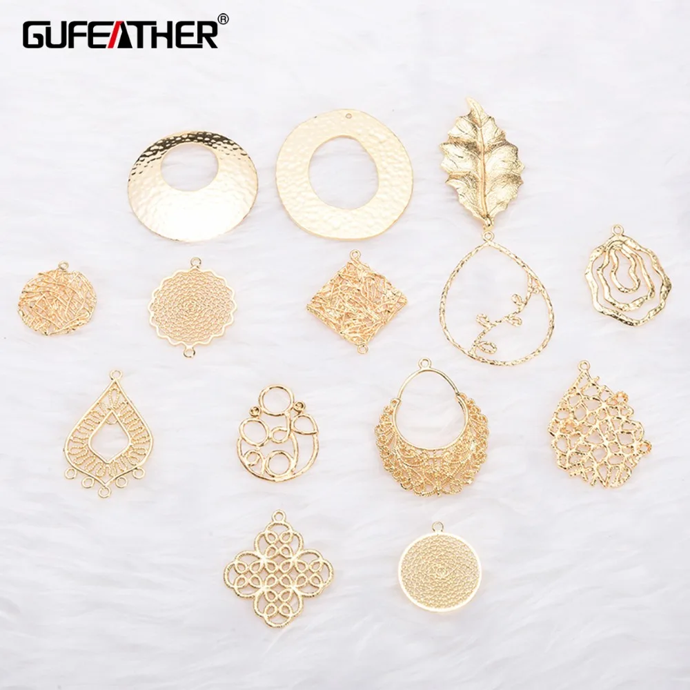 Женские серьги без никеля GUFEATHER сережки ручной работы с покрытием из 18 каратного