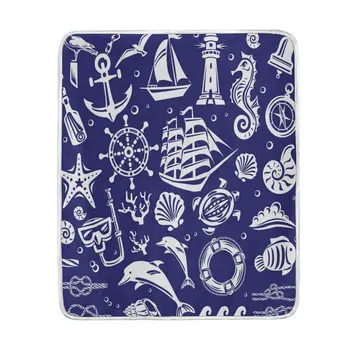 

Nautical Element Dolphin Anchor Boat Blanket Soft Warm Cozy Bed Couch Lightweight Polyester Blanket Throw