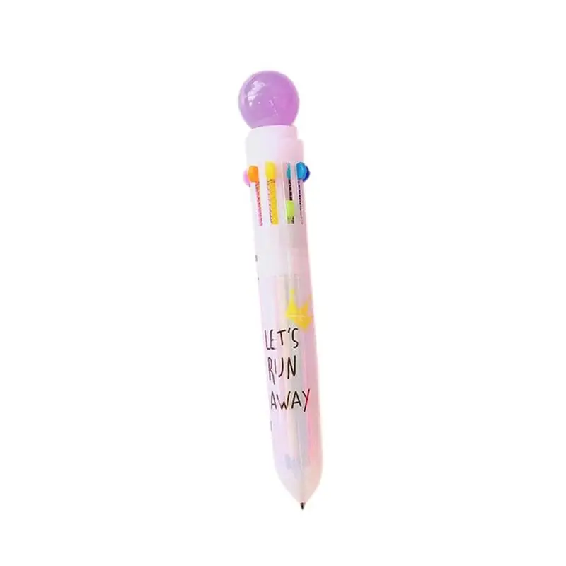 Дети Студенты многоцветный 10 в 1 мяч ярких цветов шариковая ручка милый маркер ручка школьные принадлежности - Цвет: Purple