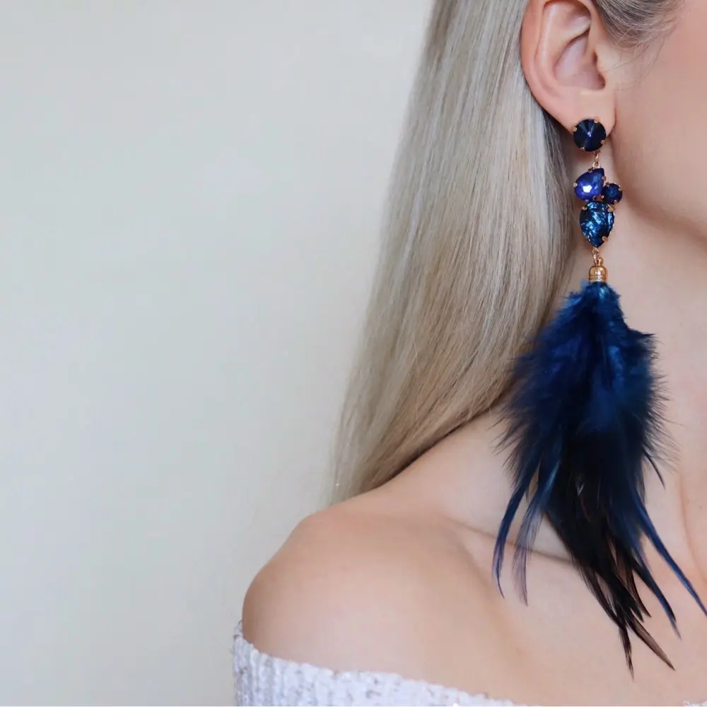 

Drop Earrings for Women Retro 4-colors Feather Rhinestone Crystal Earings Fashion Jewelry Gift for Girl ER51452