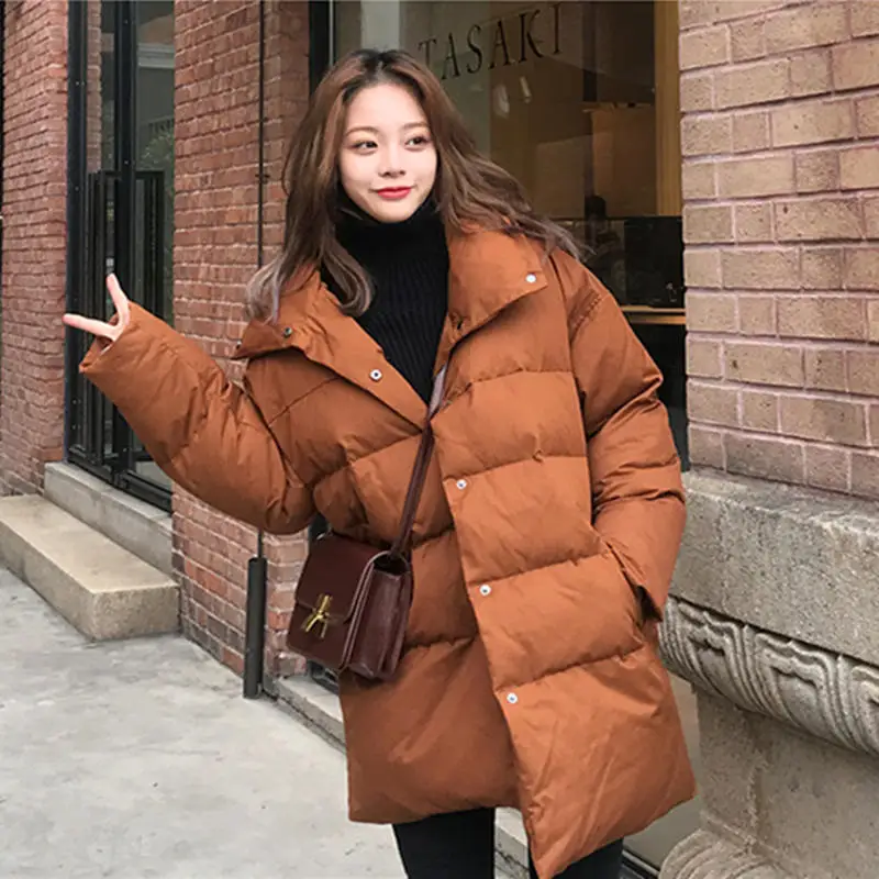 Oversized Coats Stand Collar Winter Jacket Women Down Cotton Parka Thicken Warm Long Coat Women Parkas Mujer Winter Coat C5607 - Цвет: caramel colour