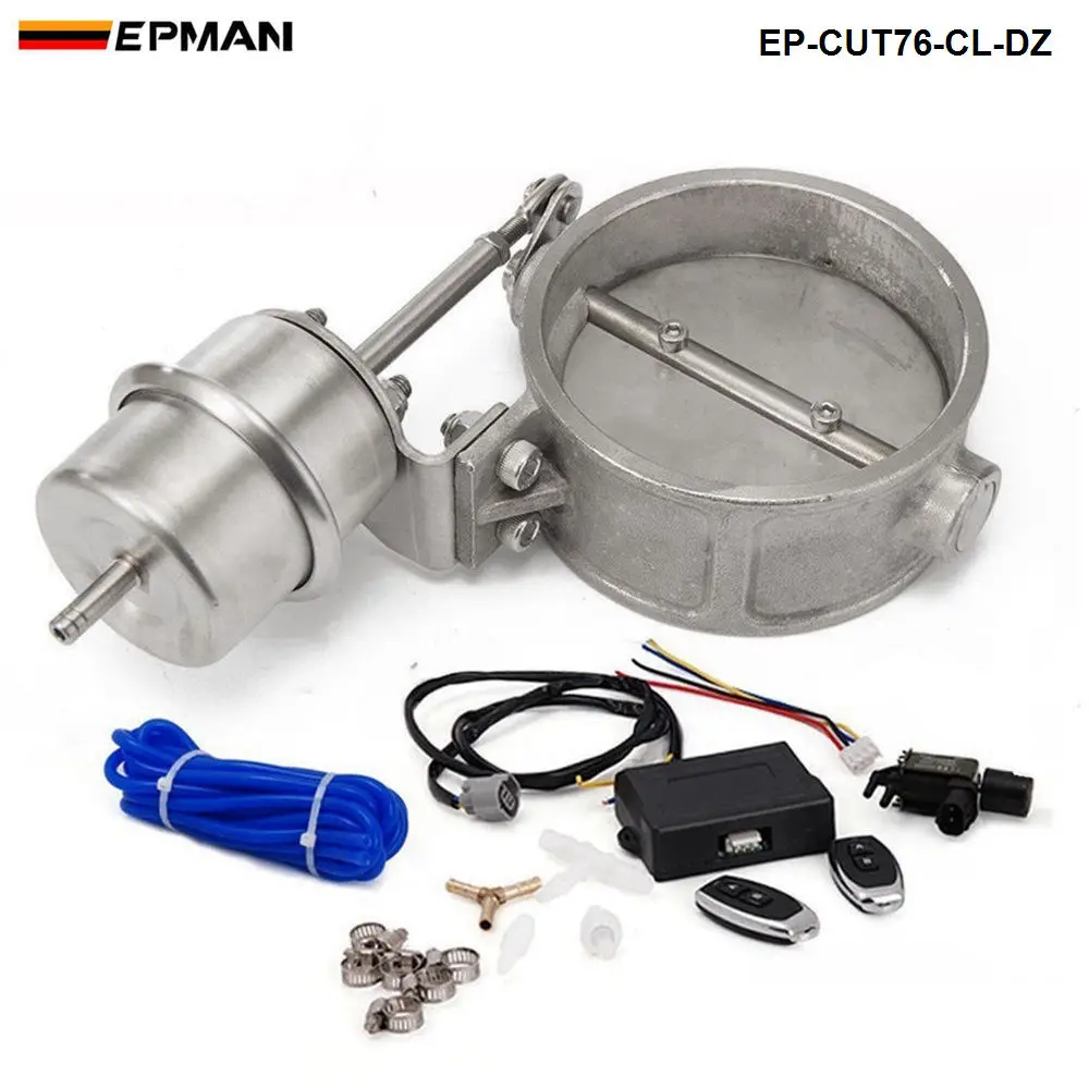 Exhaust Control Valve Set Cutout 3"76mm Pipe Close Style With Vacuum