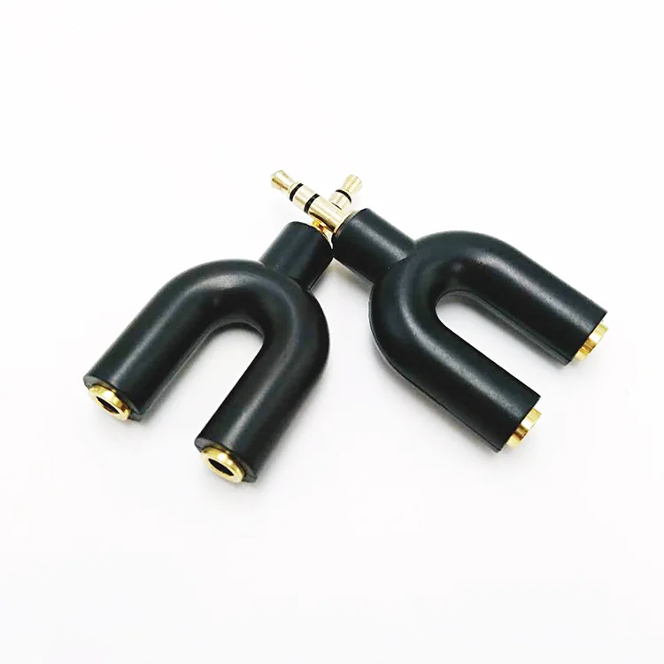 25pcs lot Headset Adapter Kit U Shape 3 5mm Y Splitter for Audio Headphone and MIC Headset Cellphone Factory Price