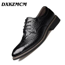 DXKZMCM Handmade Men Dress Shoes, High Quality Genuine Leather Men Oxford, Leather Men Flats Shoes