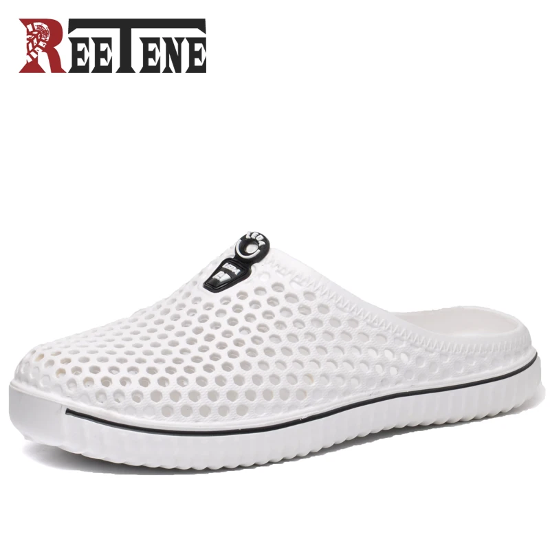 

REETENE 2018 New Lover Sandals Comfortable Beach Sandals Men Female Slippers Flip Flops Lover Summer Shoes Outdoor Hole Sandals