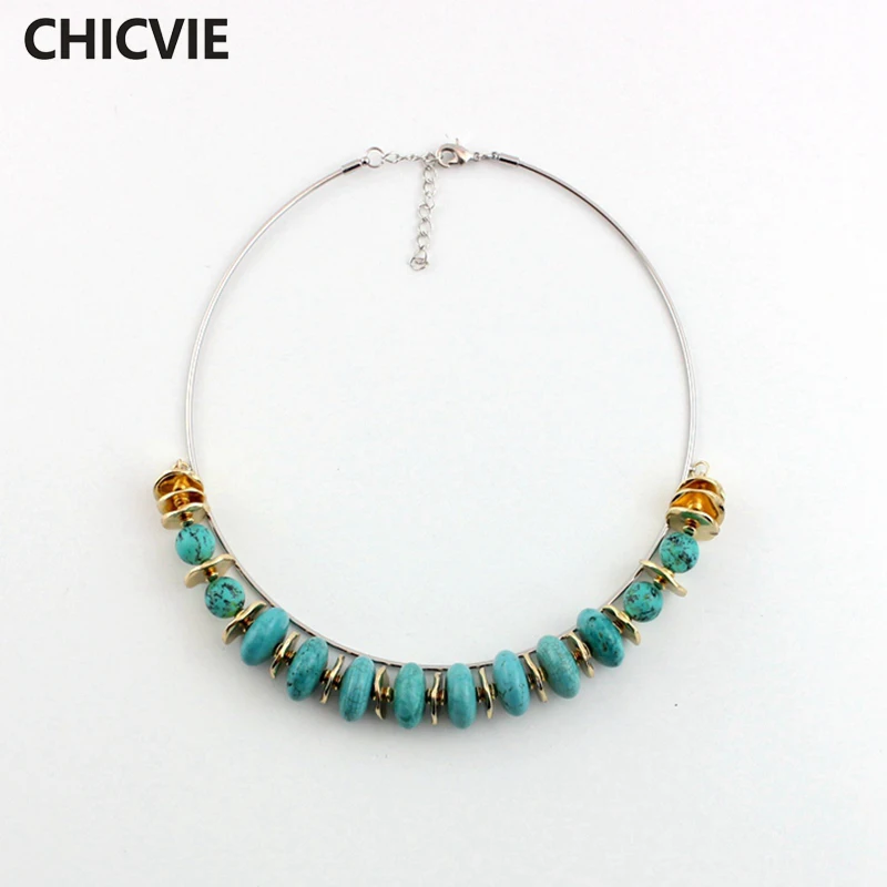 

Fashion Classic Turquoise Necklace for Women Long Gold rhinestone Collar Necklaces & Pendants Statement Jewelry Gifts SNE160193