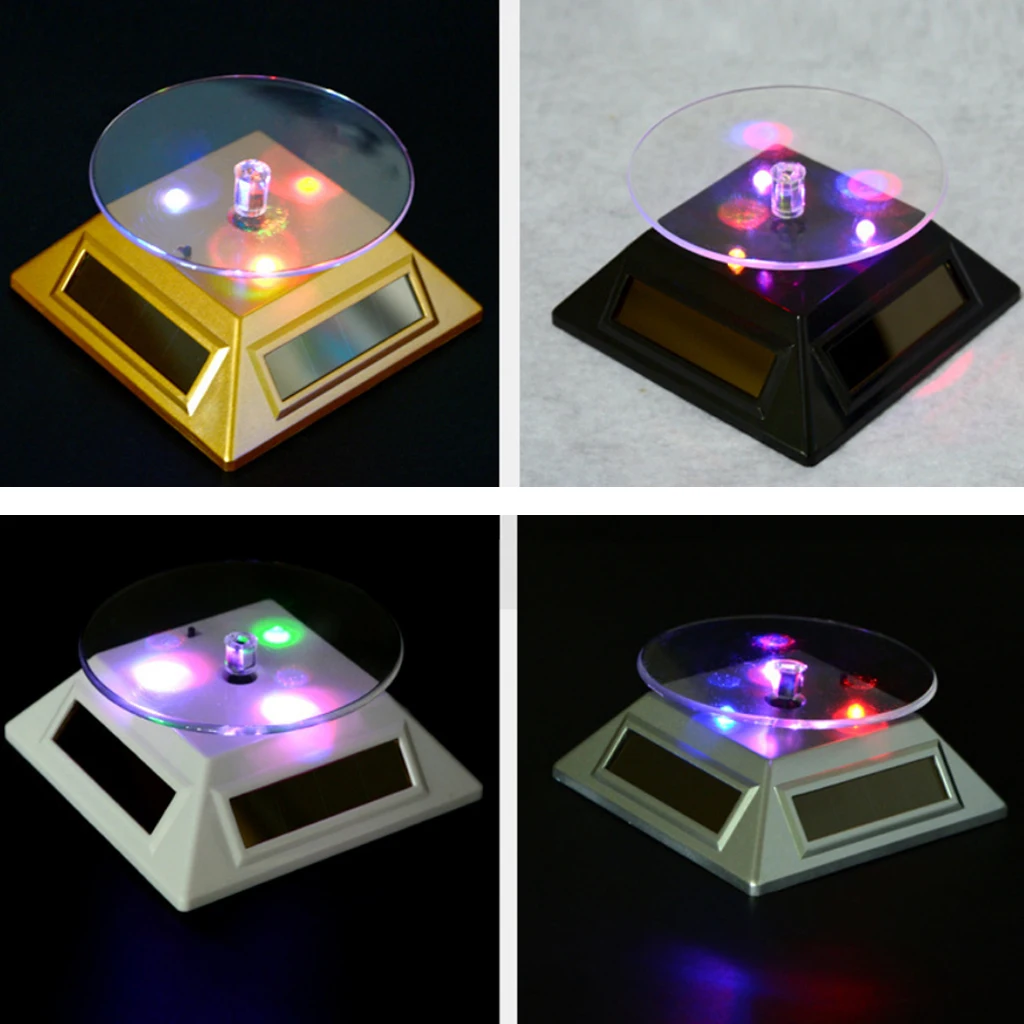 Solar Powered Rotating Rotary Phone Jewelry Display Plate Stand Turn Table Jewelry Packaging for Displaying Watches Jewelries