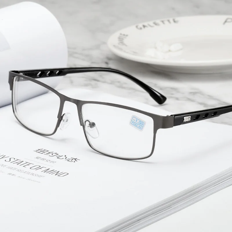 Iboode очки для близорукости для женщин и мужчин Ретро металлическая оправа квадратные ультралегкие студенческие короткие очки для коррекции зрения унисекс-1,0 до-6,0