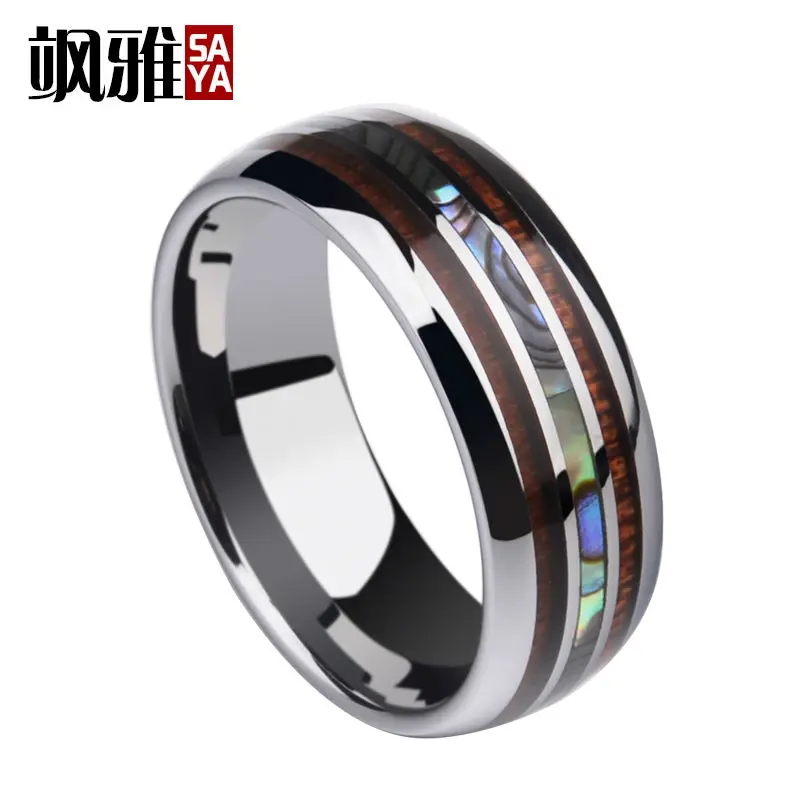 New Arrival 8mm Women Man Silver Tones Tungsten Carbide Rings Inlay