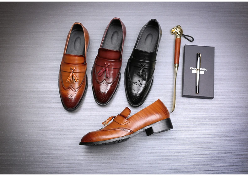 Mens Casual Shoes' Moccasins Men Shoes Formal Brown Slip-on Men Loafer Shoes High Quality Cow Leather Wedding Dress Shoe Size 48 (1)