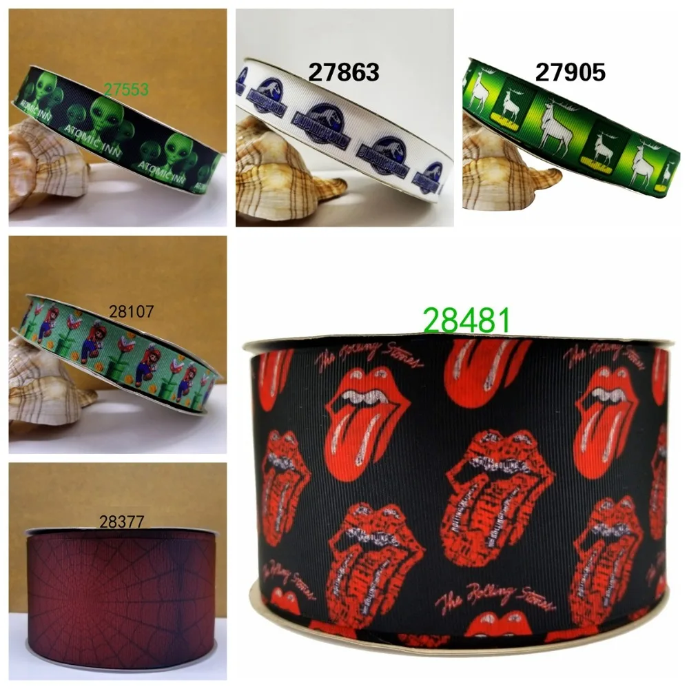 

Free shipping 50 yard cartoon printed grosgrain ribbon 28481