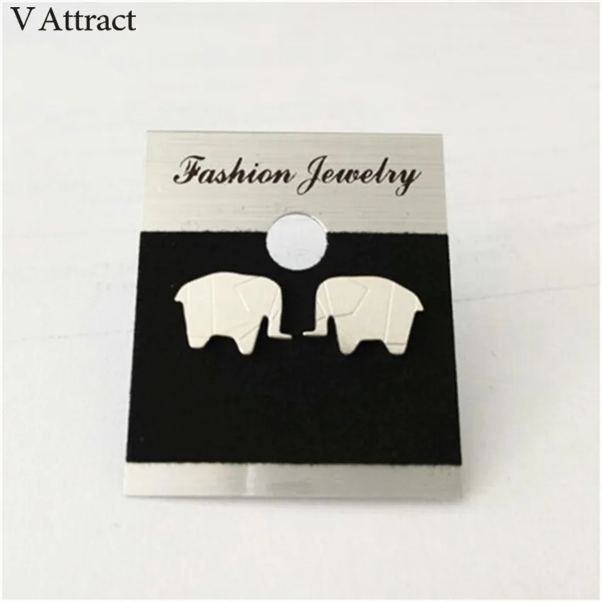 V притягивают 10 пара из нержавеющей стали Luck Elephan серьги-гвоздики Женские Модные Позолоченные ювелирные изделия животного букле D'oreille Femme