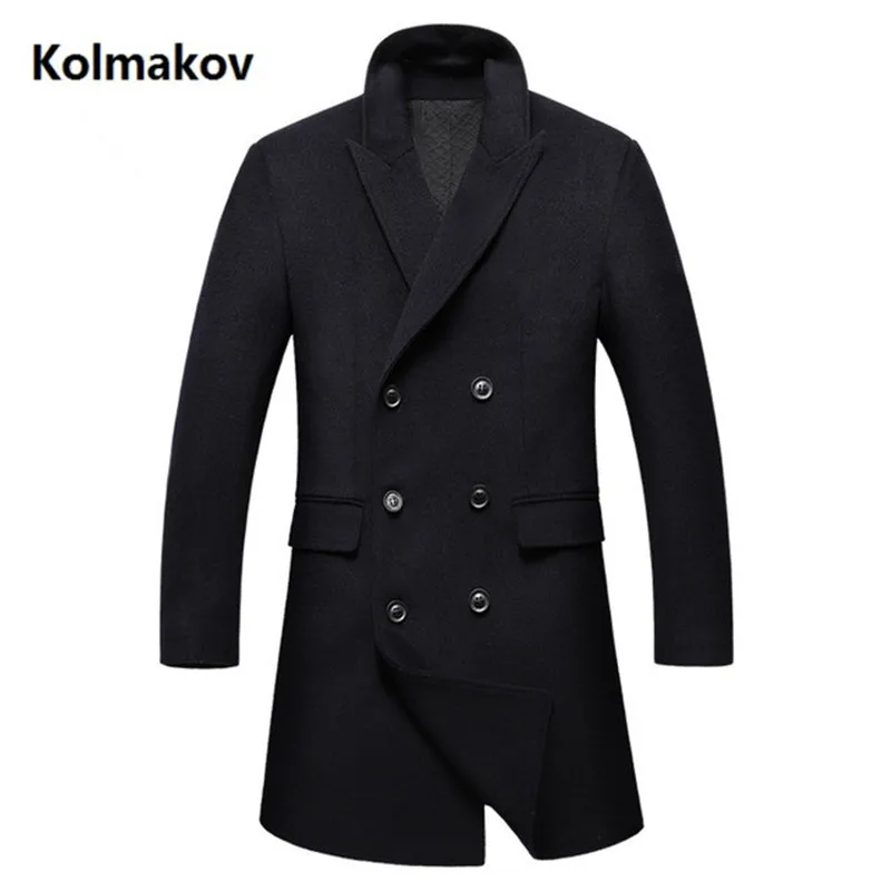 

2019 winter Men's fashion wool trench coat Double-breasted jacket Men's casual Business coats high quality overcoat men K115