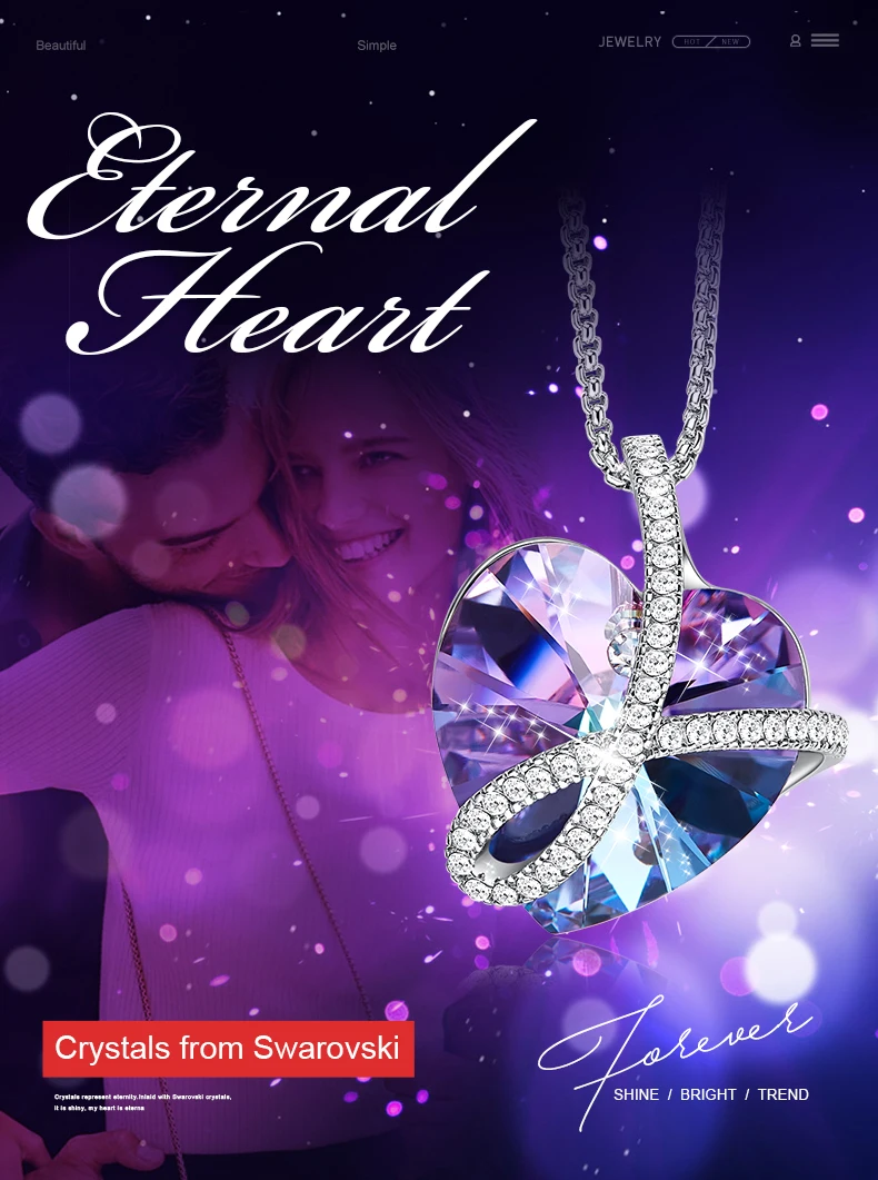 CDE LOVE YOU FOREVER, Кристальное ожерелье, подвеска в виде сердца, украшенная кристаллами Swarovski, женский подарок, серебряная цепочка, ожерелье
