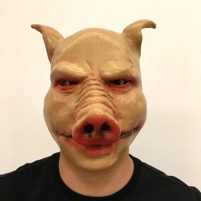 

Animal Horror Pig Head Mask Halloween Cosplay Costume Full Head Scary Pig Latex Mask Masquerade Dress Up Props Party Spoof Mask