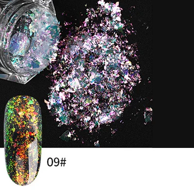 2 мл пигмент для ногтей, порошок, Звездный лазер, блеск, хромированный порошок, зеркальный порошок для дизайна ногтей - Цвет: 09