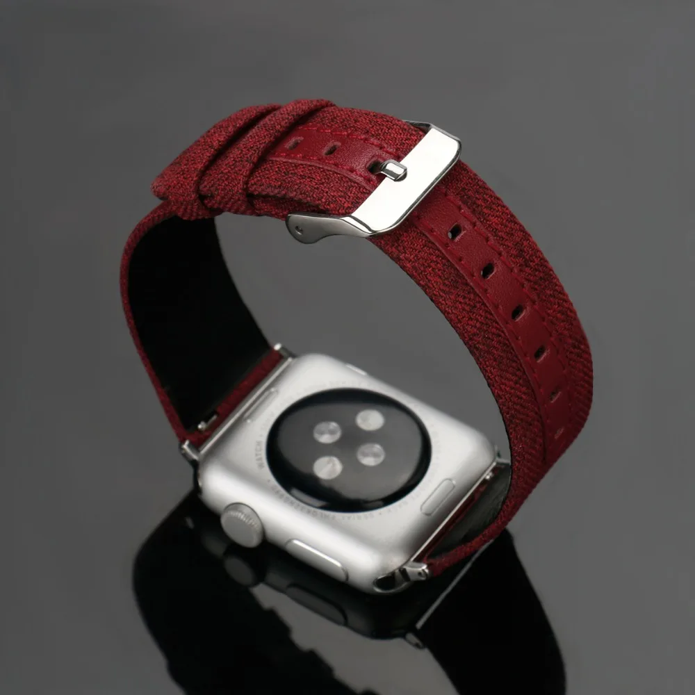 Мм ремешок для мм Apple Watch 40 мм 44 роскошный кожаный холст браслет с металлической пряжкой iWatch серии 4