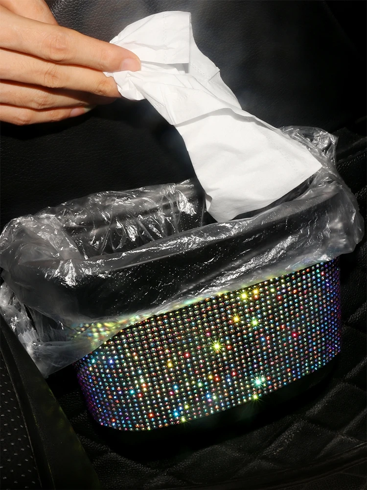 

Ladycrystal Variety of Car-mounted Diamond Trash can car Interior car Cute Female Front row Creative Storage Garbage Box