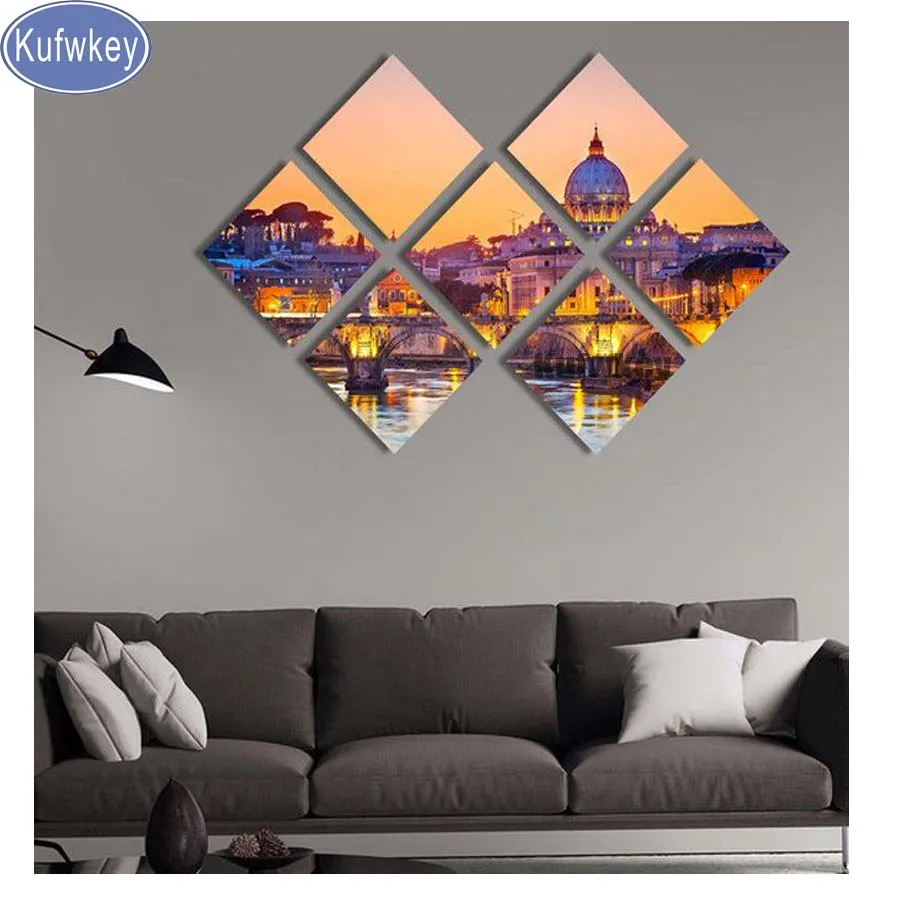 

7 pcs Diamond Embroidery"St. Peter's Cathedral"5D Diamond Painting Cross Stitch square Rhinestone Mosaic Unfinished Home Decor