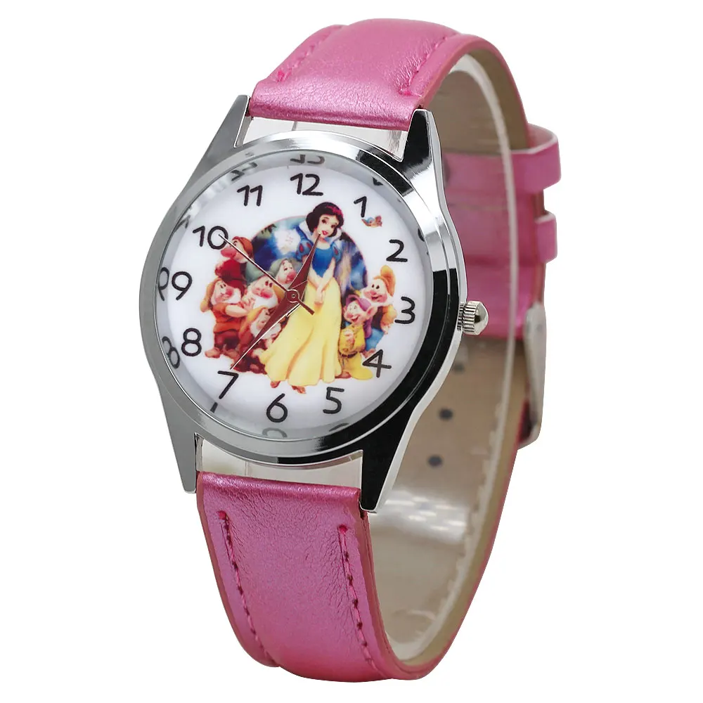 Детские кварцевые маленькие часы с милым рисунком из мультфильма, белые часы принцессы для девочек, повседневные часы из желеобразной кожи для детей, подарок для мальчиков, наручные часы - Цвет: Розовый