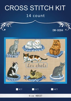 

ONEROOM Cat fishing Counted Cross Stitch 1 4thCT Cross Stitch Sets cartoon Cross-stitch Kits Embroidery Needlework