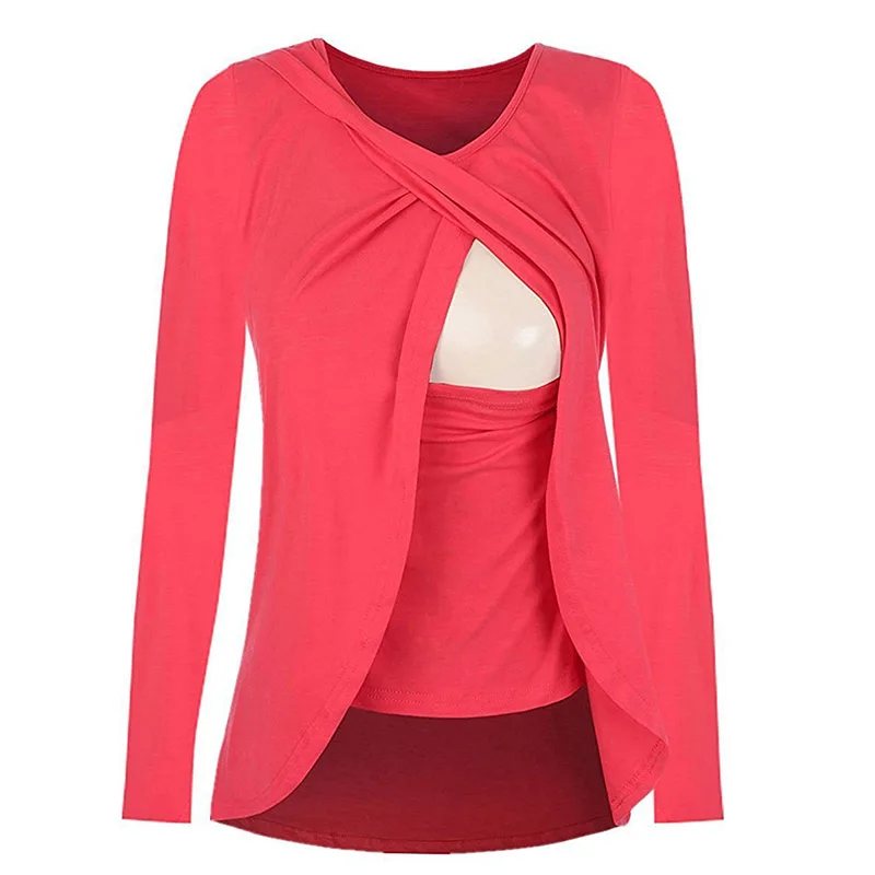 Spring Autumn Maternity Clothing Long Sleeve Pregnancy Breastfeeding Tops Pregnant Women Lactation Clothes For Nursing Mothers (9)