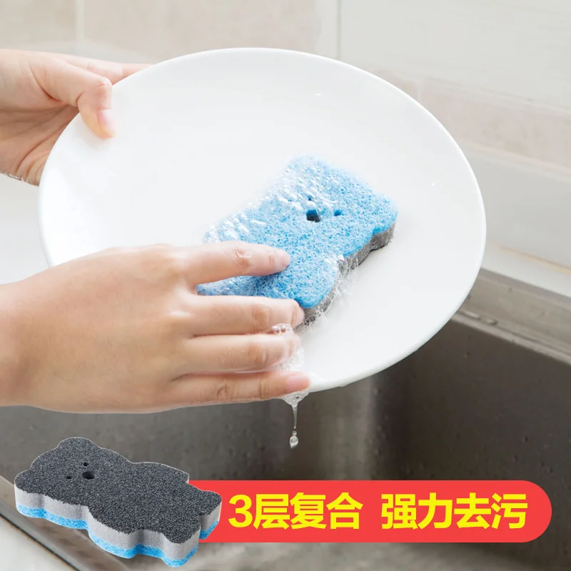 2 pcs Diamond Cartoon Sponge Cleaning Pot Scouring Pad Decontamination Brush Bowl Magic | Дом и сад