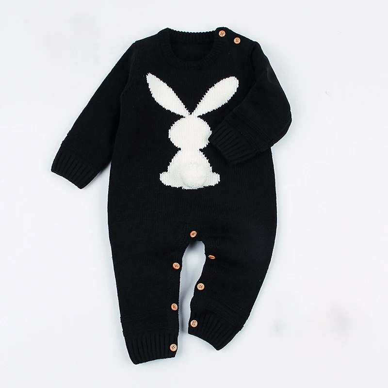 

Spring Baby Girls Newborn Rompers Cartoon Rabbit Knitted Casual Infant Costume Toddler Boy First Birthday Outfit Boy Jumpsuit