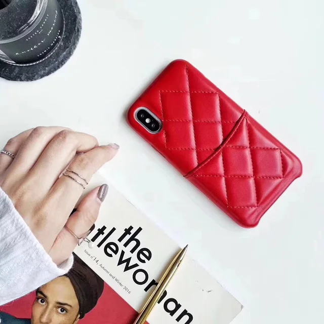Европейский роскошный бренд CC Логотип квадратный Интегрированный чехол для телефона для iphone 11 Pro MAX 6 7 8 plus X XR XSBack чехол и слот для карт - Цвет: Красный
