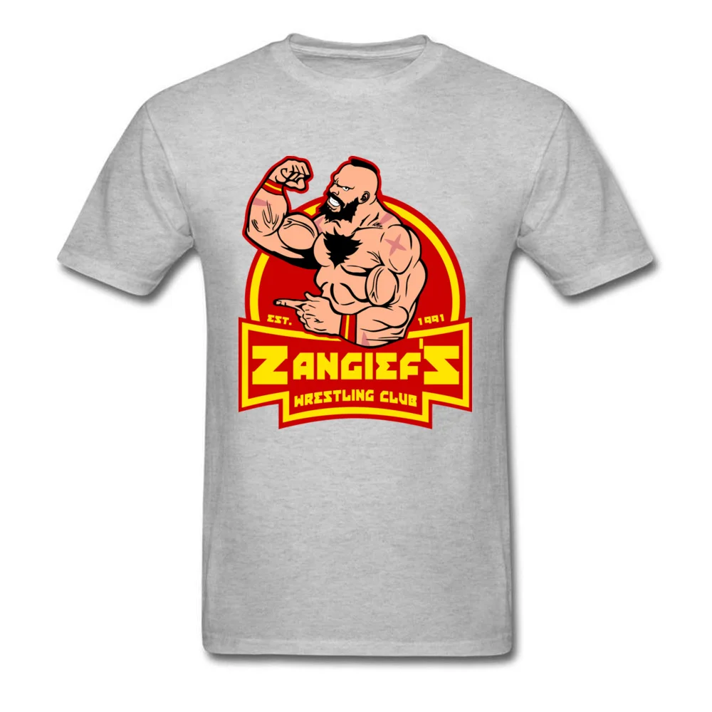 Zangiefs wrestling club Summer Pure Cotton Crew Neck Tees Short Sleeve Summer Tee Shirts Fashion Casual Tshirt Zangiefs wrestling club grey