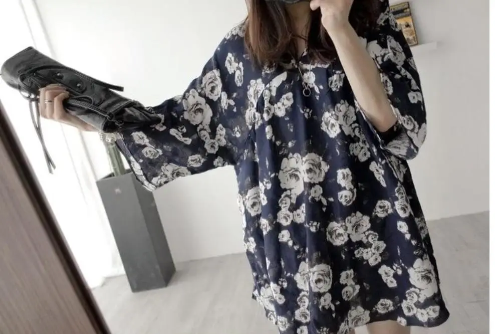 MSSNNG Vestidos милое Новое цветочное шифоновое платье свободного кроя женская одежда корейская весна лето плюс большой размер 4xl