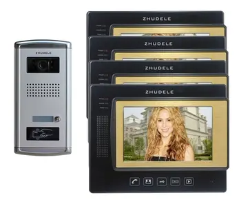 

ZHUDELENew style 7" luxury video door phone,CCD camera with ID CARD unlocking ,touch screen with SD CARD, nightvision (1 to 4)