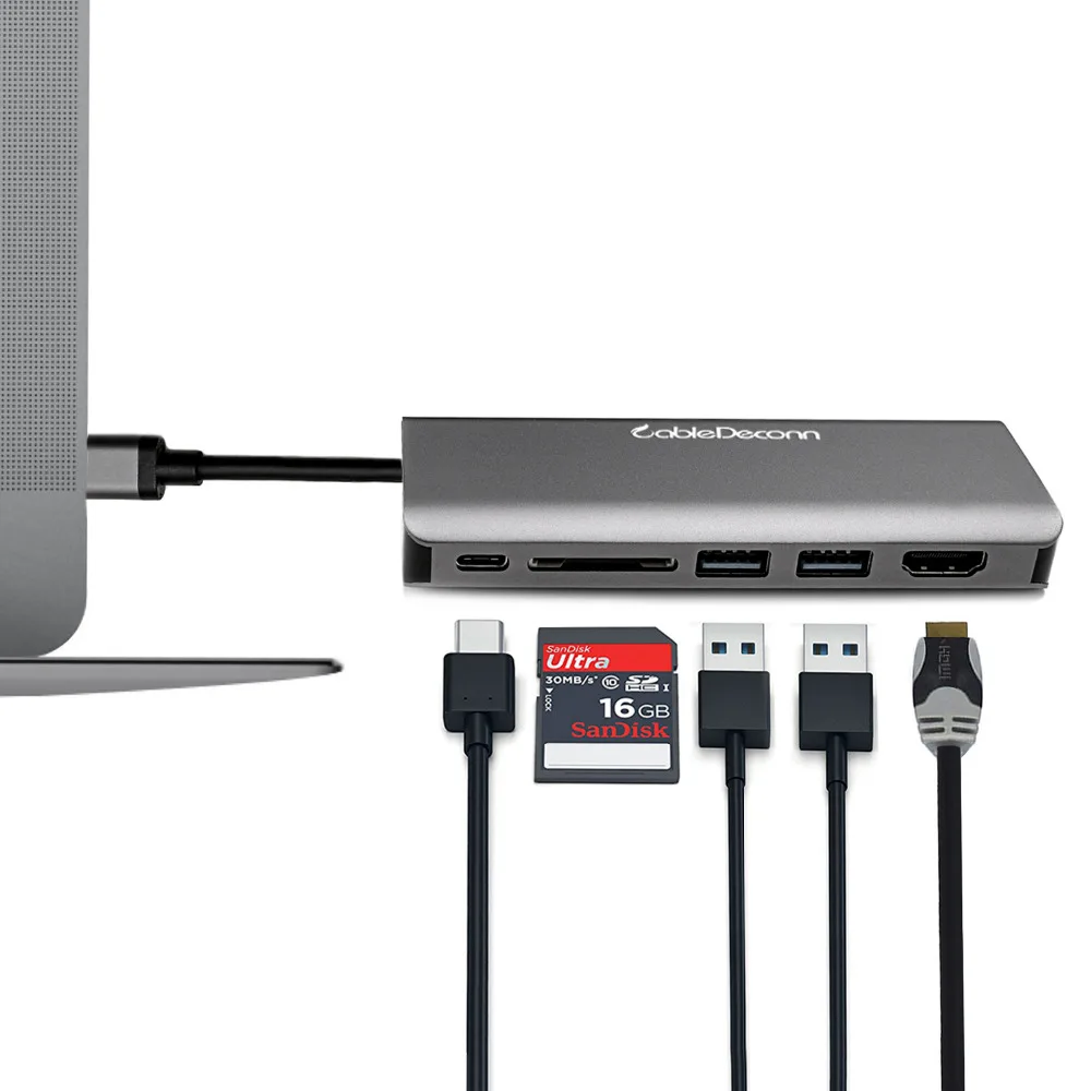 Тип usb C до HDMI SD USB 3,0 хаб RJ45 Тип C зарядки порт кабель с адаптером для ноутбука и MacBook Pro