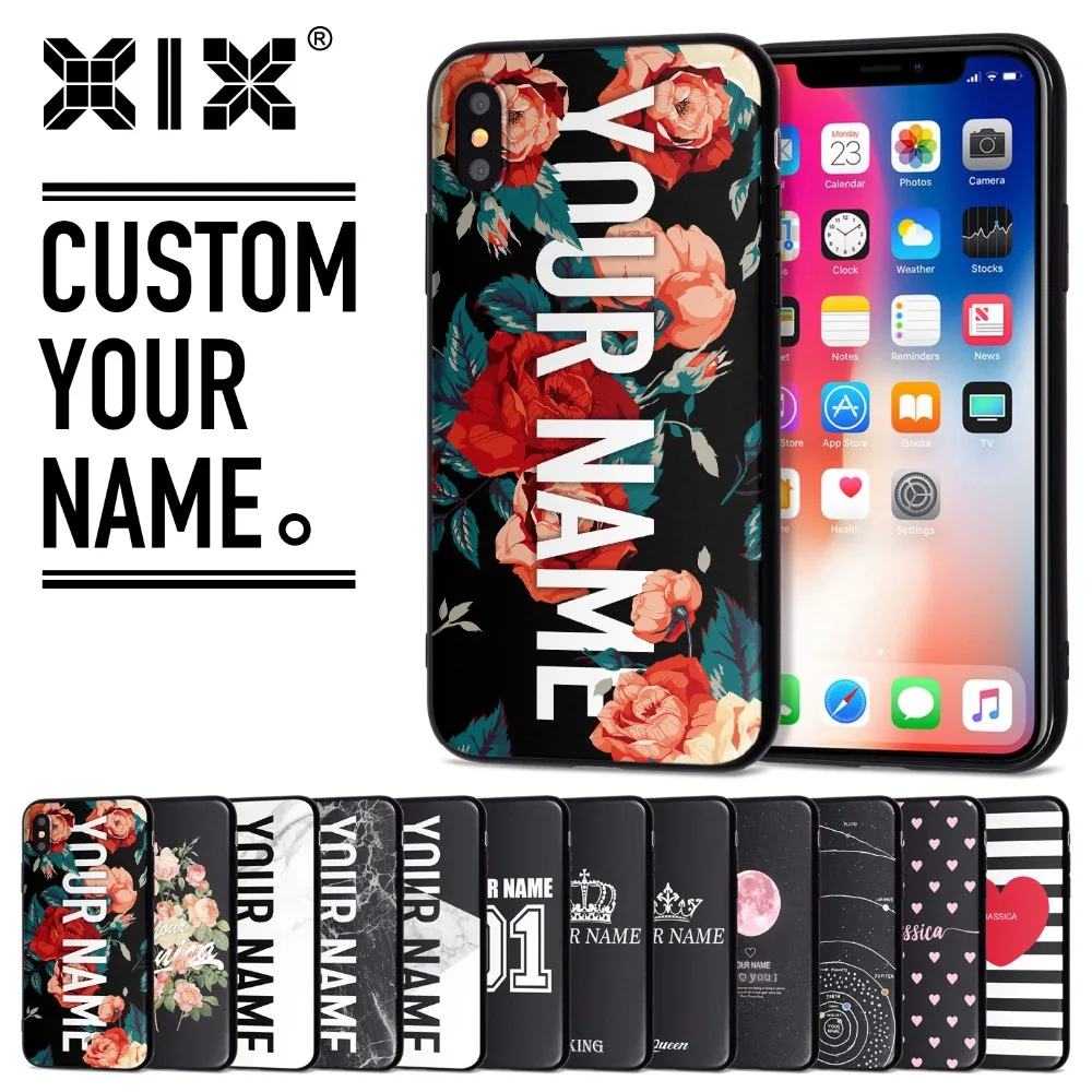 

XIX DIY Name Custom Case for iPhone 5 5S 6 6S 7 8 Plus X Customized Soft TPU Cover for Samsung S7 S8 S9 Huawei P9 P10 P20 Lite
