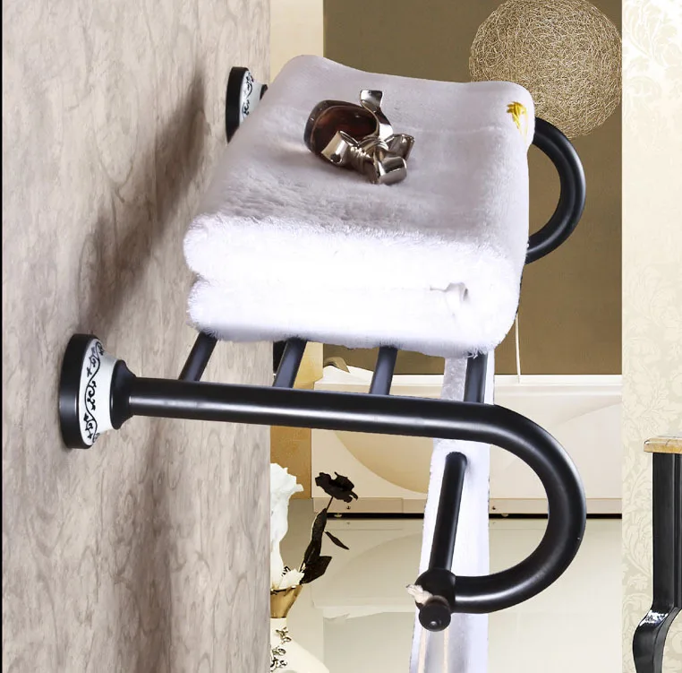 

Oil Rubber Broze Bathroom Towel Rack Holder Wall Mounted Towel Shelf