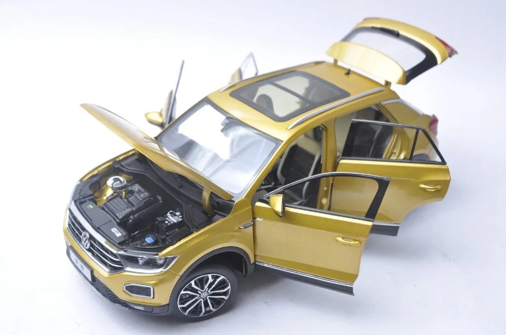 Модель литая под давлением в масштабе 1:18 для Volkswagen VW T ROC 2018 Gold SUV игрушечный