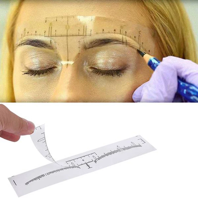 

50pcs Eyebrow Stencil Reusable Semi Permanent Makeup Microblading Measure Tattoo Ruler Tools Eyebrow Stencils