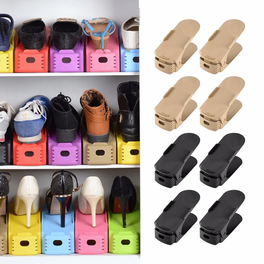 8pcs hot sale Shoes Storage Rack Shleves Double Wide Shoe Holder Save