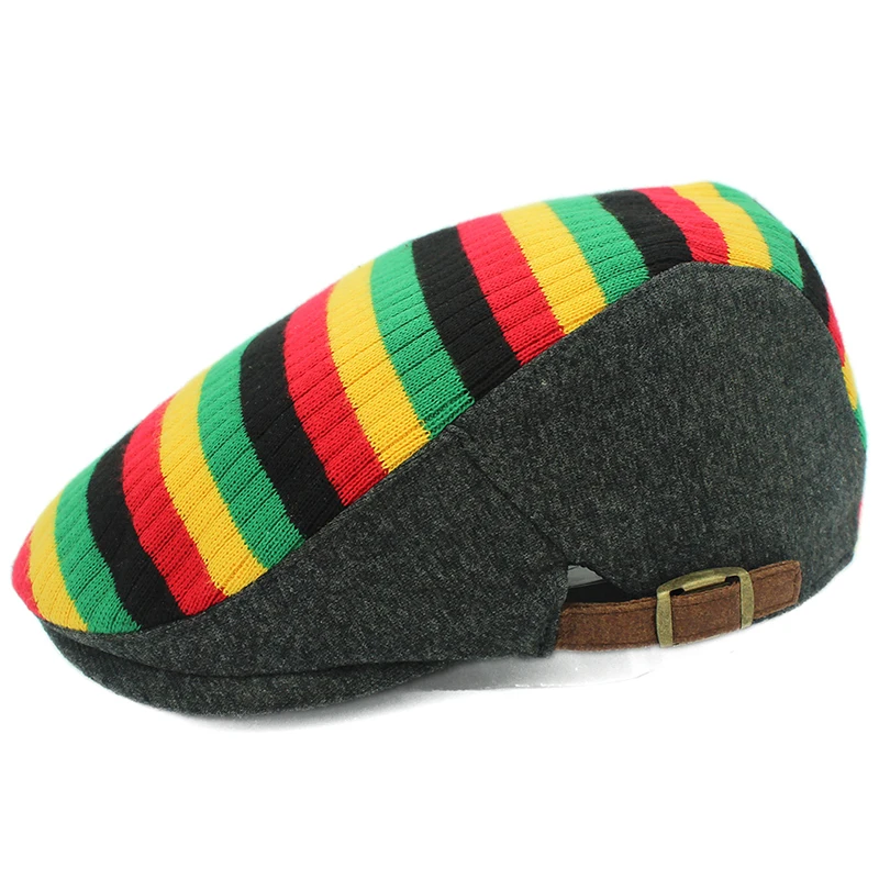 

Men And Women's Leisure Berets Rainbow Stitching Cotton Duck Tongue Cap Mens Flat Caps Painter Hat Newsboy Cap